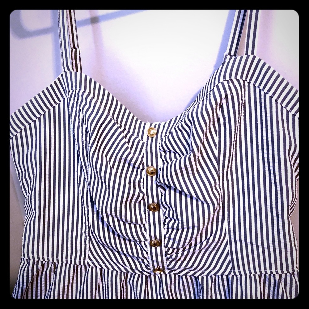 White & Navy Striped Dress from Dynamite